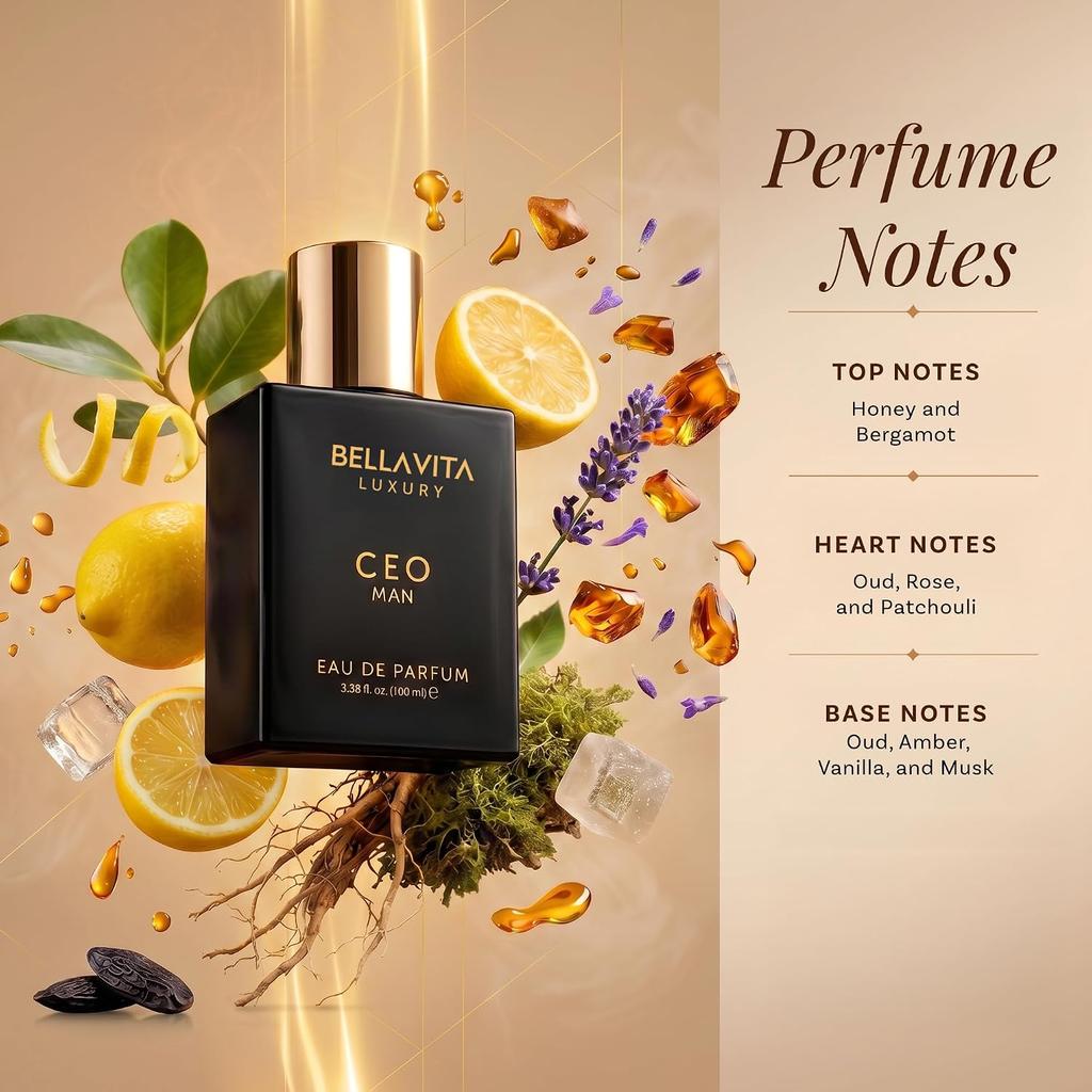 Bella Vita Luxury CEO Man Eau De Parfum 100ml | Lemon, Lavender, Tonka, Mandarin & Vetiver | Elegant Fragrance for Men