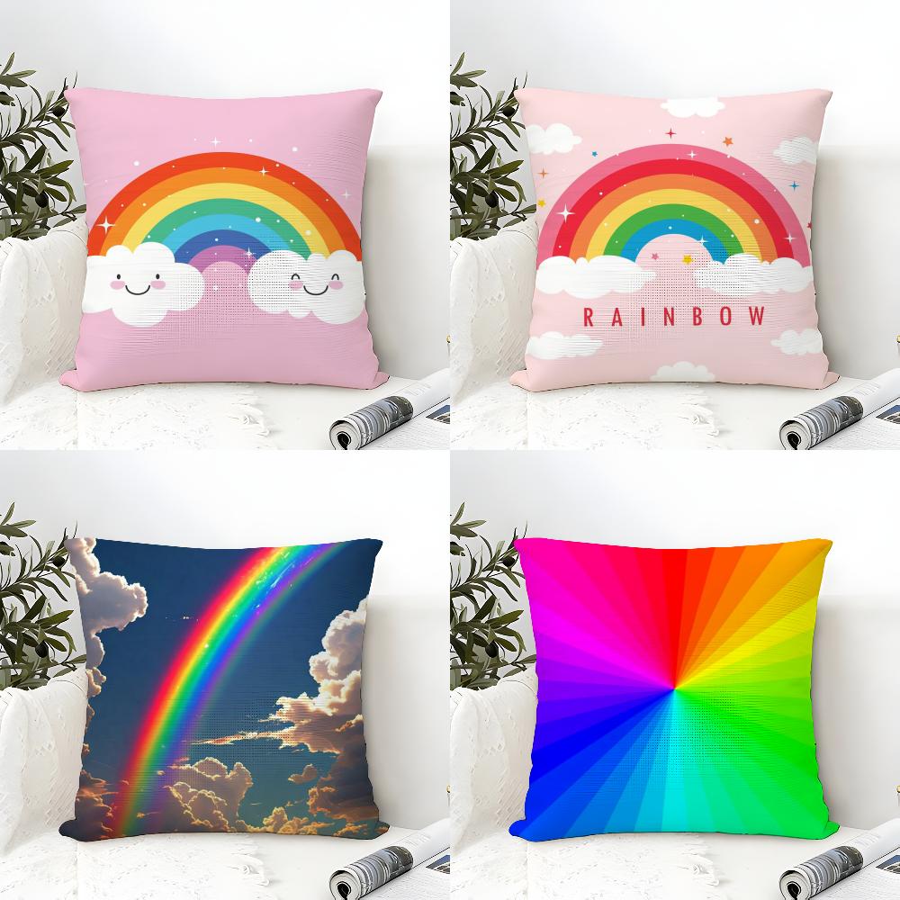 Rainbow Pillow Case Linen Cushion Covers For Decorative Sofa Home Pillows Case Car Chair Pillows Cases