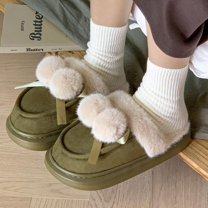 Cotton slippers autumn and winter 2025 new indoor home thick bottom warm plush slippers non-slip outside