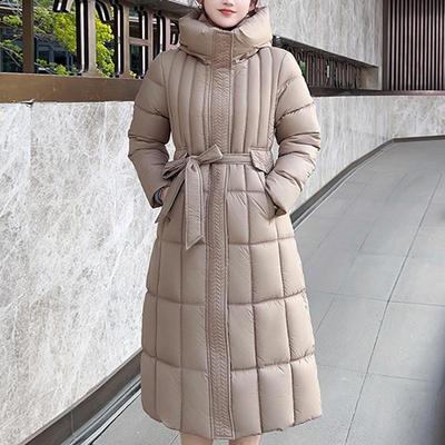 Plus Size L-7XL Fashion Woman Winter Coats Hooded Long Parkas With Belt Loose Thick Female Jackets