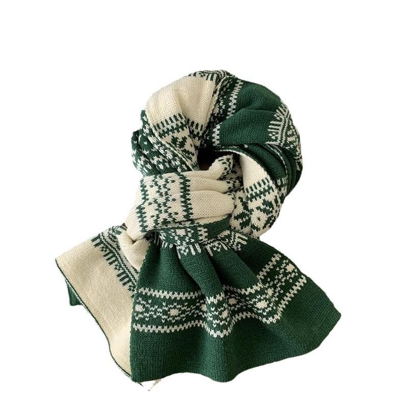 Christmas Gift Versatile Boys Scarf Women's Winter High-end Couple Scarf Short Double-sided Knitted Wool