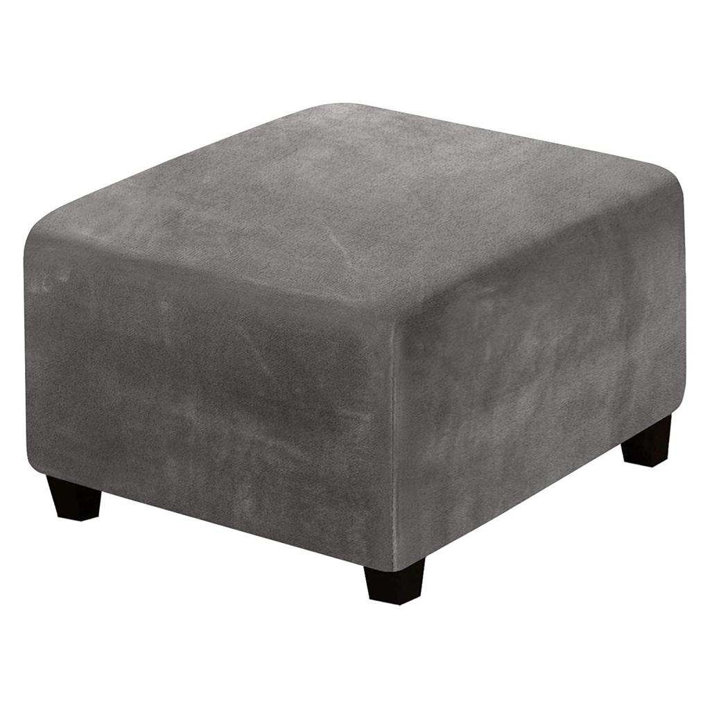 Elastic Anti-Scratch Ottoman Cover: Solid Color Footstool Protector for Home Use