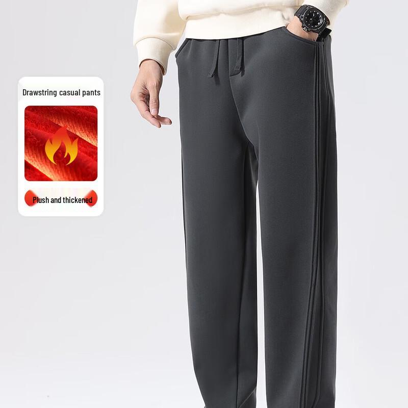Duduo Sbao Men's Autumn/Winter Fleece-Lined Straight-Leg Sweatpants