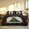 3pcs Christmas Tree Plaid Print Duvet Cover Set Holiday Festive Soft Microfiber Bedding Set with Pillowcases Quilt Cover Decor