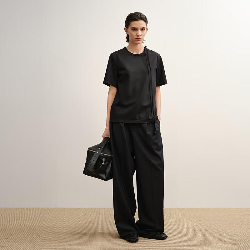 LESS 2025 Autumn Loose Round Neck Short Sleeve Shirt