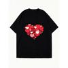 Oversized T Shirt Dress Black Heart Pattern Print Casual Everyday Wear