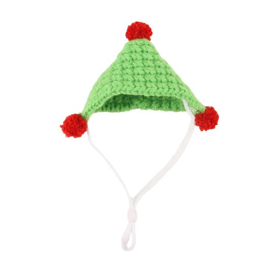 

Шапка для хомяка Мини-шапка для маленьких животных с регулируемым ремешком, связанная вручную, милая маленькая крысиная шапка для змей, ящериц, хомяков, бородатых драконов зелёный