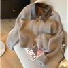 2023 European Leather Polo Collar Zipper Sweater: Autumn/Winter Knit Cardigan for Women