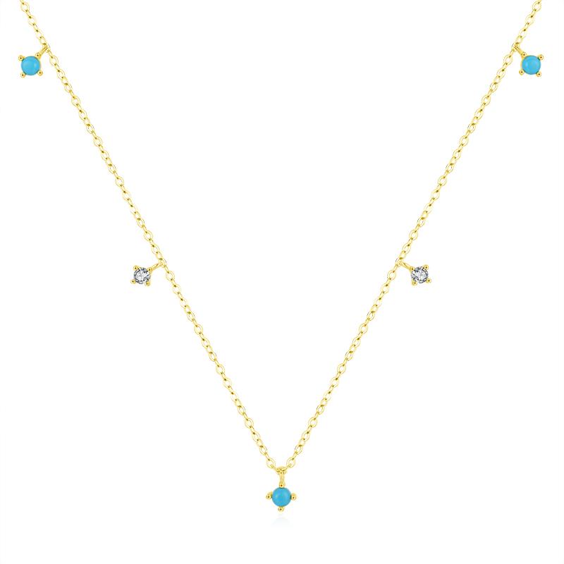 

Moidan, стерлинговое серебро 925 пробы, несколько бирюзовых звеньев, цепочка, ожерелье, штабелируемая модная подвеска для женщин, изящные ювелирные изделия золотой