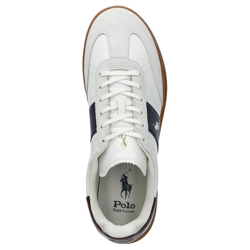 Polo Ralph Lauren Hrt Aera Pp Leder Runde Spitze Schnürung Niedrige Sneaker Herren Sneaker Weiß 809954902001