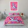 Unicorn Candy Set Decoration Bedding Set With 1 Duvet Cover 2 Pillowcases Single Double King Queen, Gift
