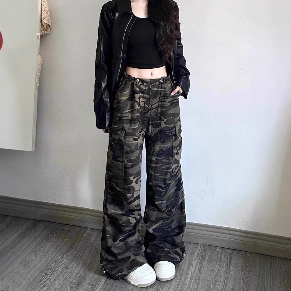 

Жіночі осінні камуфляжні джинси карго широкого крою в стилі хіп-хоп M камуфляжний