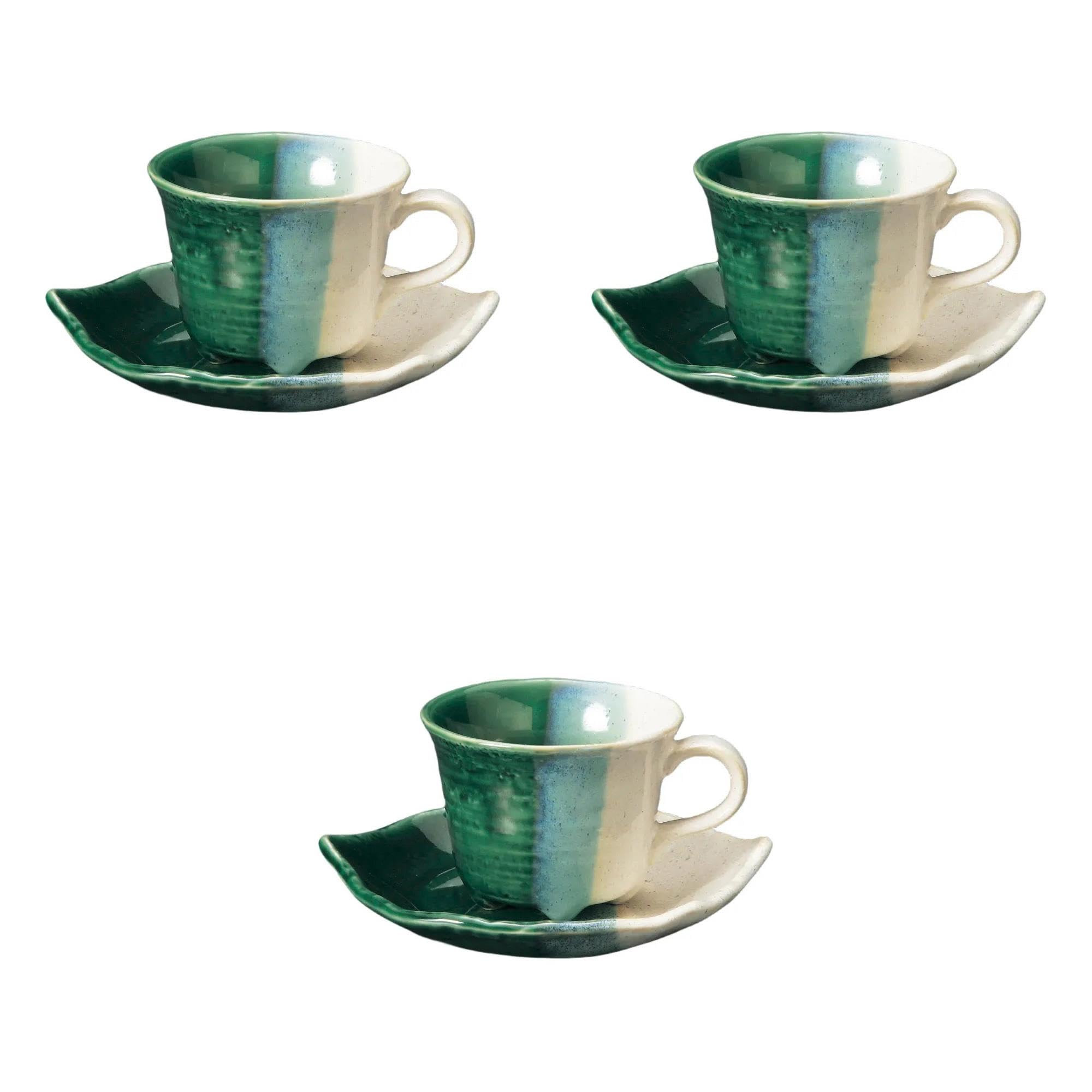 

Набор из 3 кофейных чашек и блюдец Oribe Leaf x 9 x Набор чашек и блюдец Setomonohonpo [12 6,7 см, 210 мл]