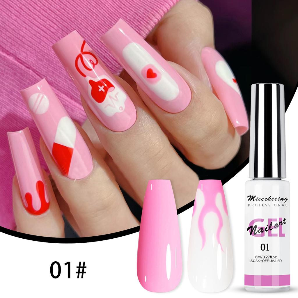 12 Salad Wire Glue 3D Painted Nail Wire Glue Nail Brush Glue Hook Set