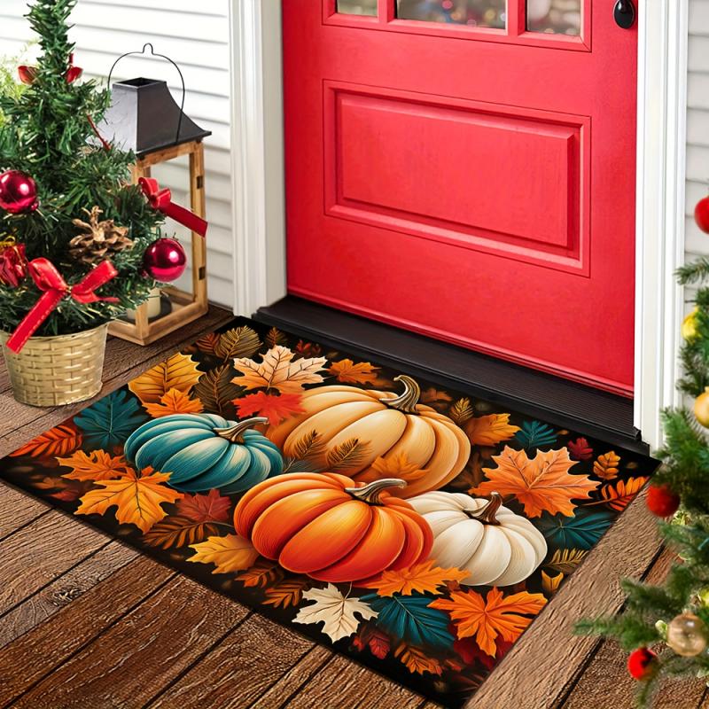 VIKAMA Fall Pumpkin Welcome Mat Indoor Outdoor Entrance Doormat Kitchen Bedroom Bathroom Entryway Rug Autumn Fall Home Decor