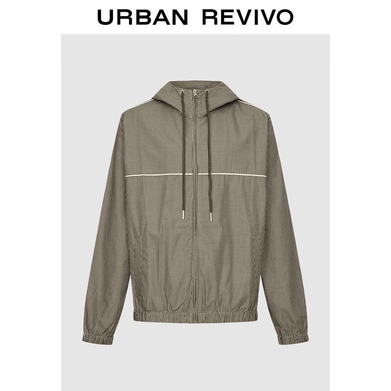 

UR Men s Hooded Drawstring Plaid Jacket L