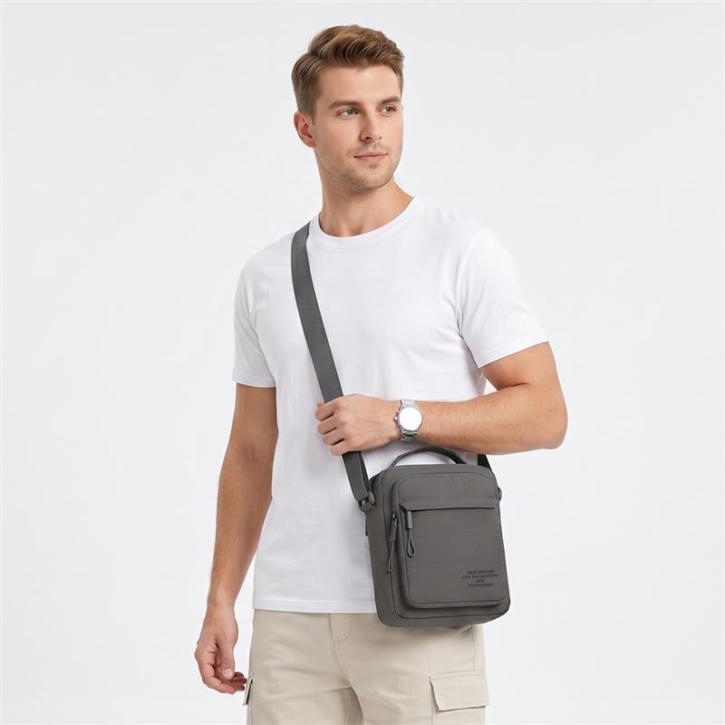 Men's Nylon Crossbody Backpack Fashionable Versatile Summer New Style Waterproof Single Shoulder Sling Bag Simple Design