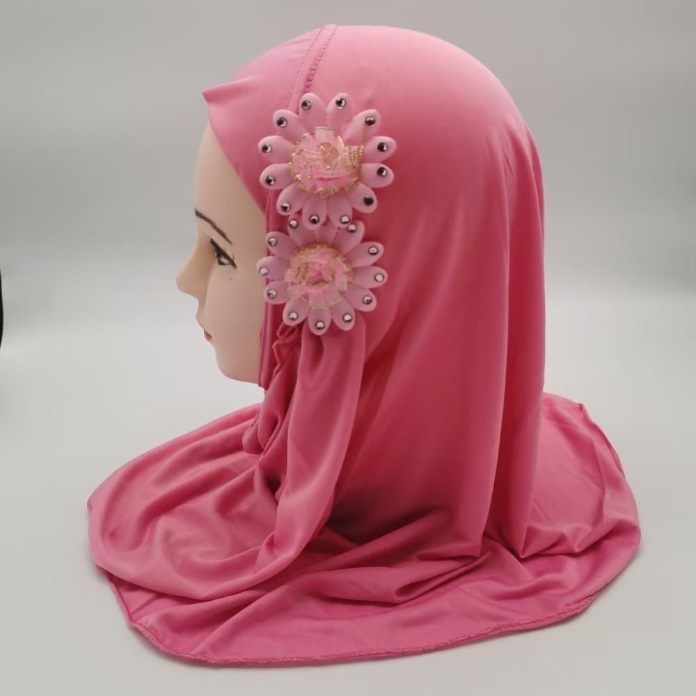Soft Girls Prayer Hat Turban Ethnic-Style Patterns Head Wrap Fashion Children Hijab Daily Wear