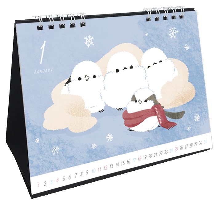 Piyo Techo Seasonal Tit January Start Long-tailed Calendar, Desk, 2026,