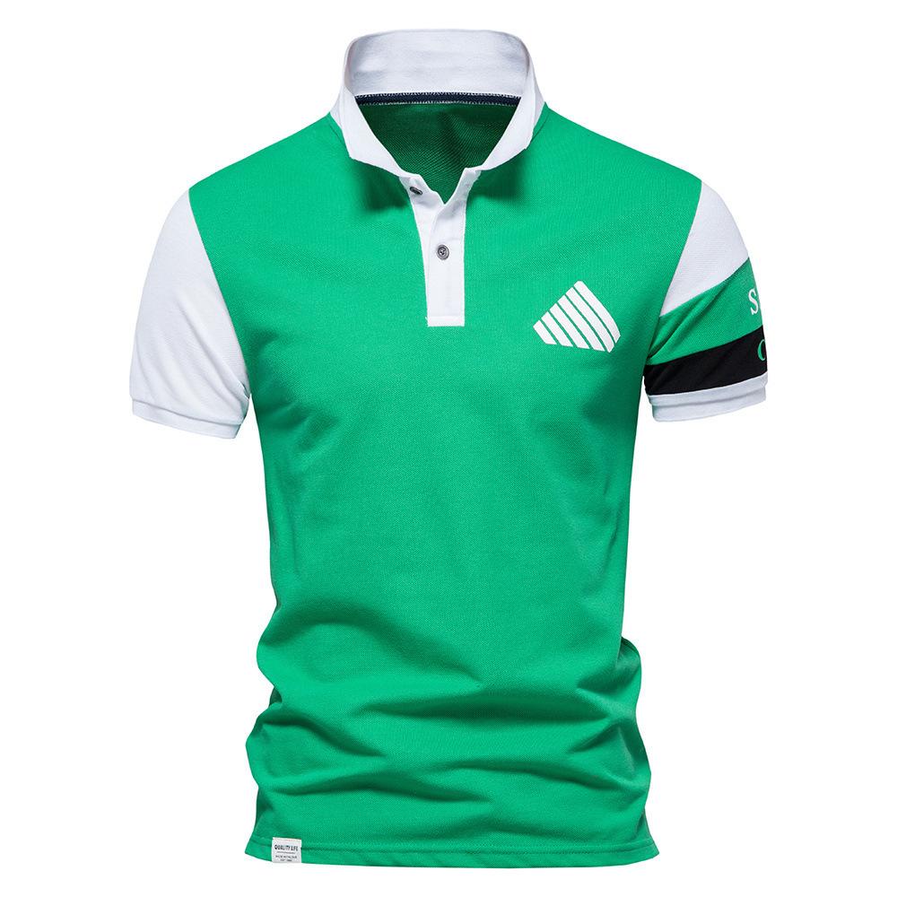 

Мужская рубашка поло с короткими рукавами, новым лацканом, двухцветной строчкой, тисненым логотипом, из хлопка 3XL