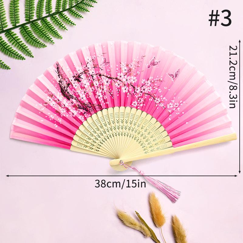 Folding Fan Lace Flower Decor Chinese Style Fan Hand Held Anitque Art Craft Japnese Summer Female Dance Home Party Decoration