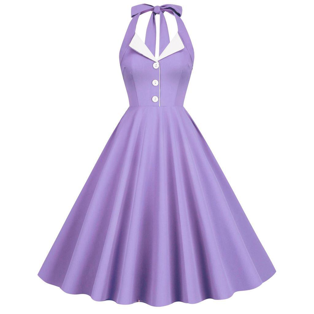 Vintage Style Backless Splice Satin Dress With High Waist For Romantic Holidays