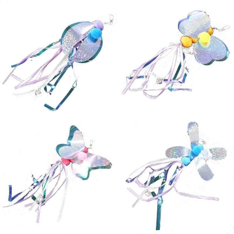 

Bundle of 4 Cat Toy Pompoms Insect Sequins Tassels Replacements Beautiful Bug Wand Toy Spare Parts Insect Tassels 1