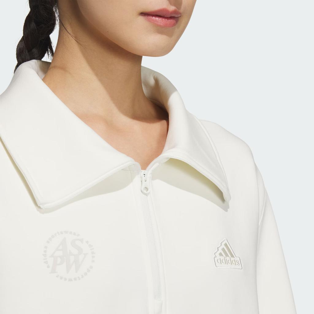 adidas Lounge Fw24 Half-Zip Sweatshirt Hoodie Women Sweatshirt White JJ3594