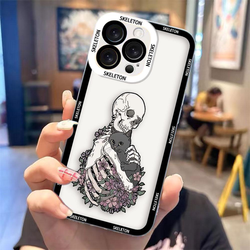

Horrible Skull Cat Clear Phone Case For Samsung A03S A03 A04 A05 A05S A11 A10S A06 A7 A12 A13 A14 A15 A16 NOTE 10 20 ULTRA Case Samsung A02(M02)