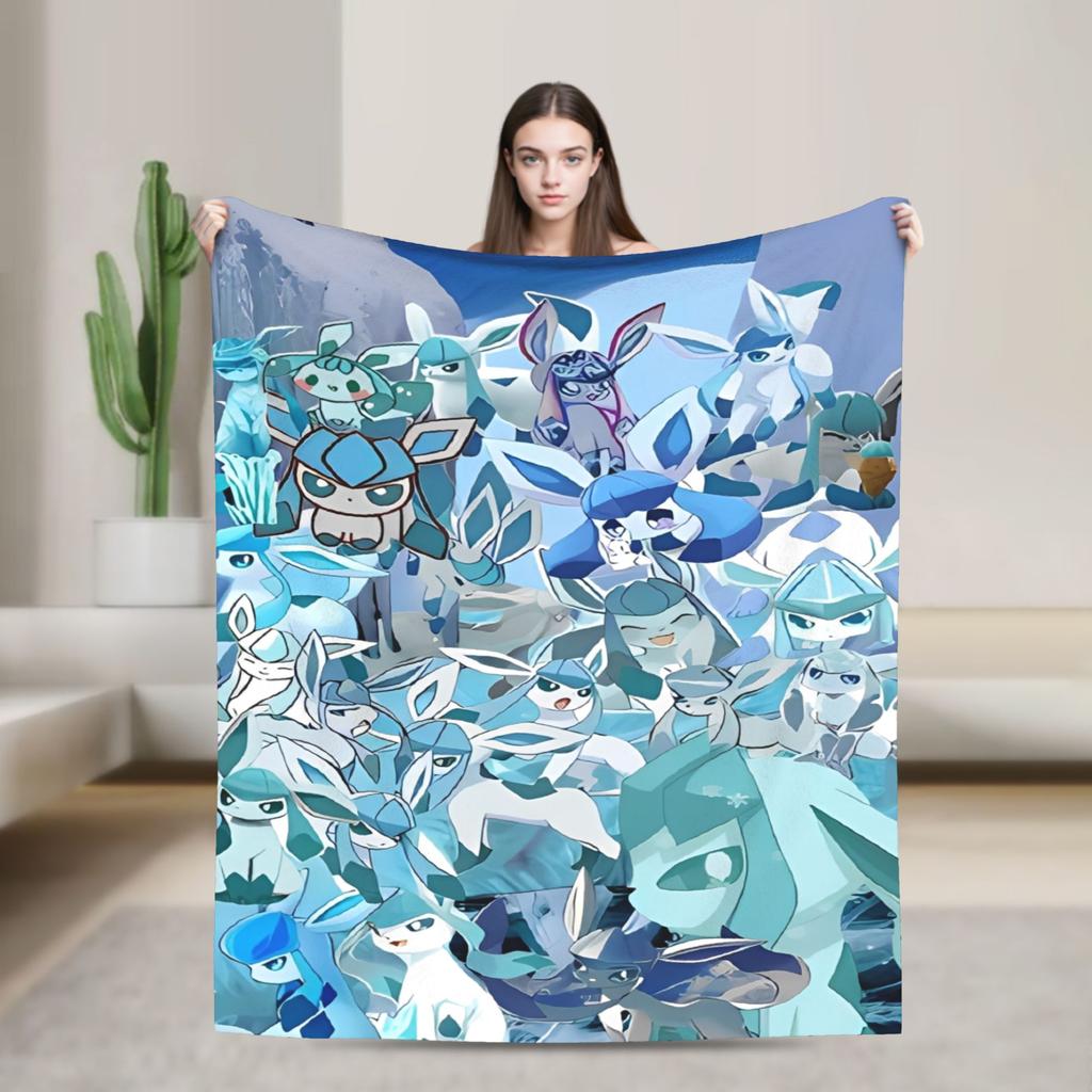 Manga Glaceons Nacht-Thema Decke Reise Büro Flanell Überwurfdecke Für Draußen Warm Weich Pokemon-Design Qualität Tagesdecke Geschenk