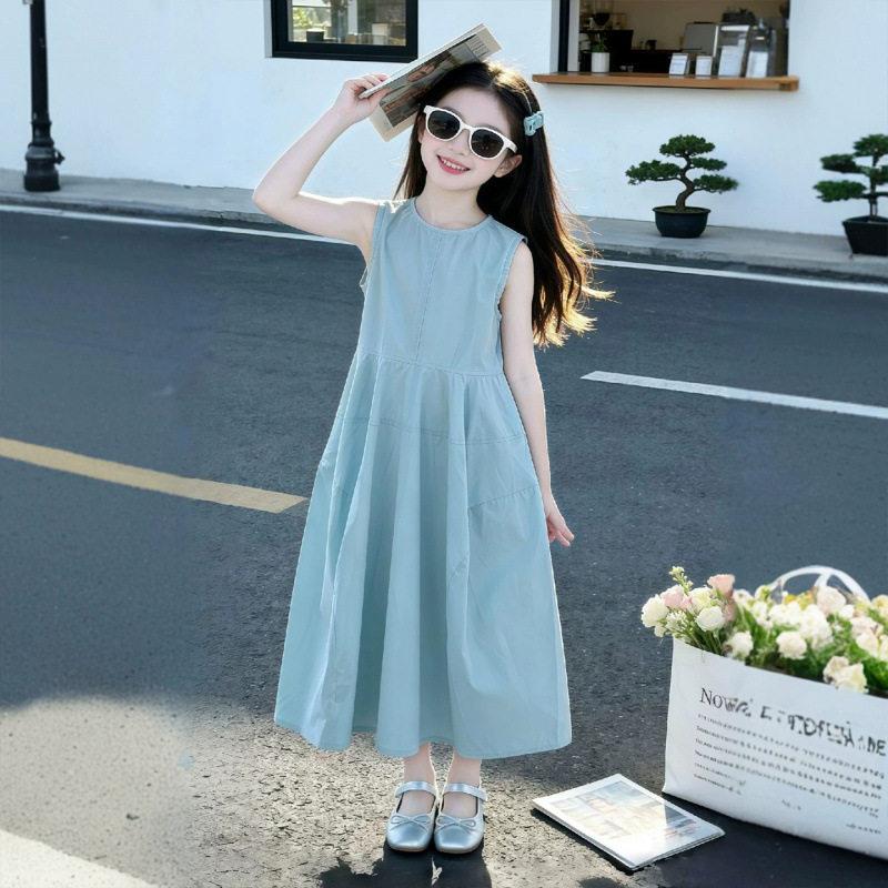 Girls Summer French Country Sleeveless Dress Middle Big Kids Princess Sundress 120