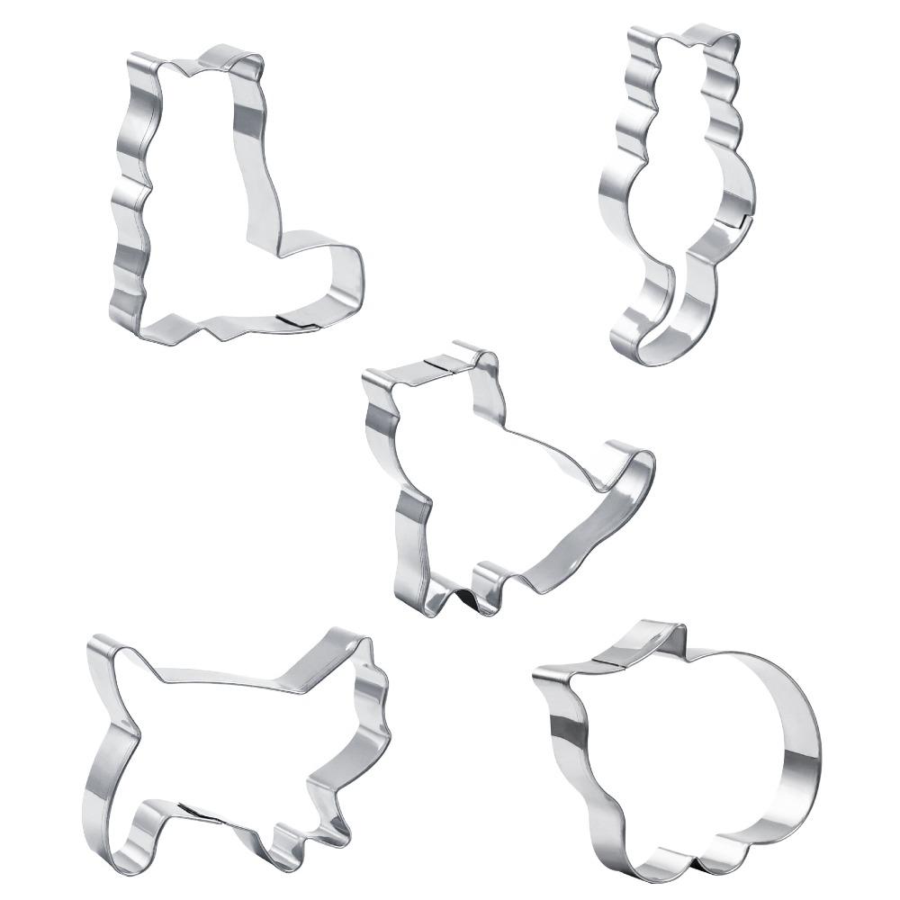 5/9Pcs Kitten Cat Shape Cookie Mold Stainless Steel Baking Tools Kitchen Gadgets Home Party Gift