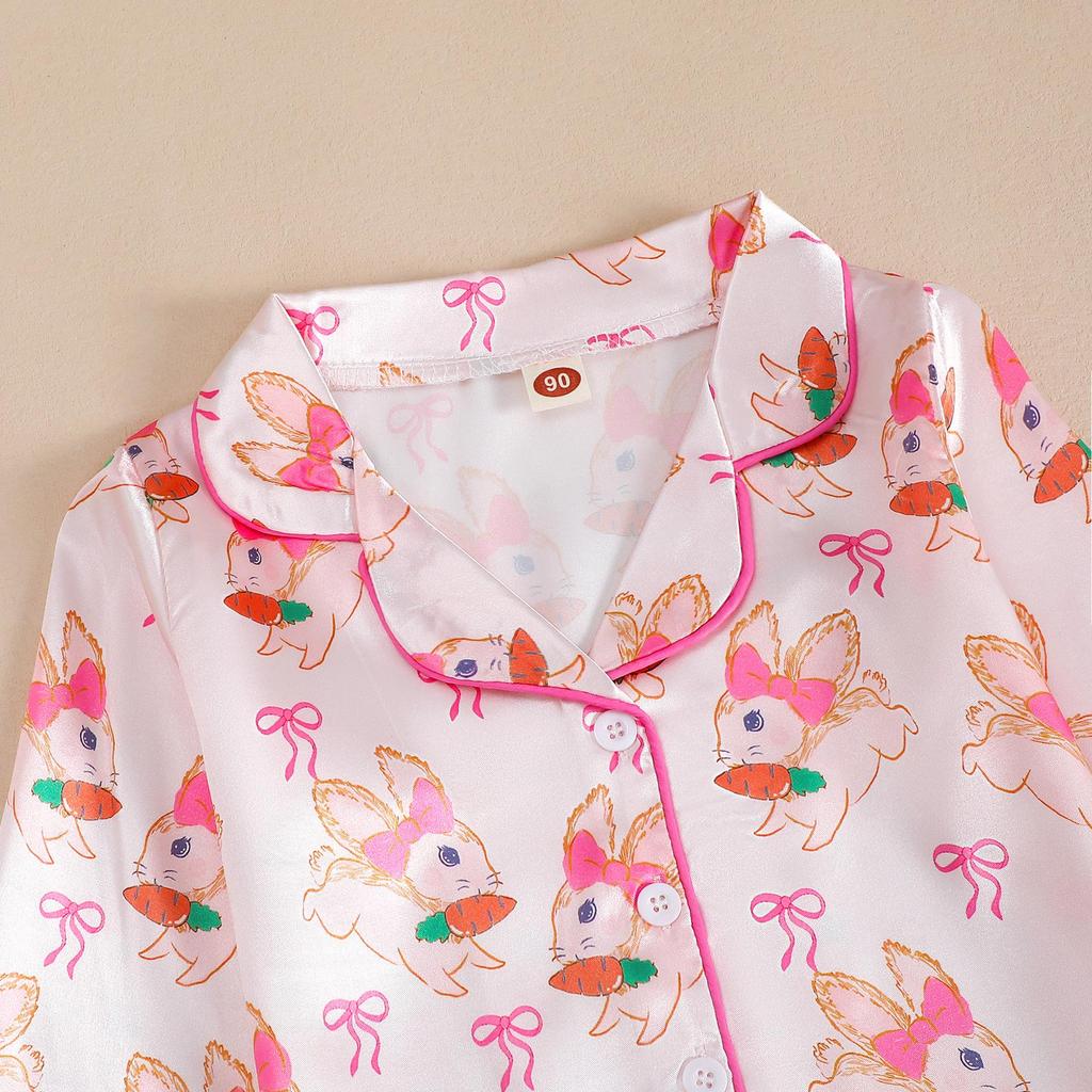 Ensemble de pyjama Lapin de Pâques effiloché - Manches longues et pantalon pour automne/hiver