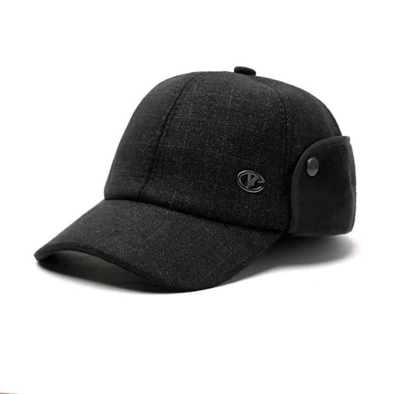 Hat Men's Winter Flat Hat Fleece Thickened Cap Dad Wool Cotton Hat Thermal Ear Protector
