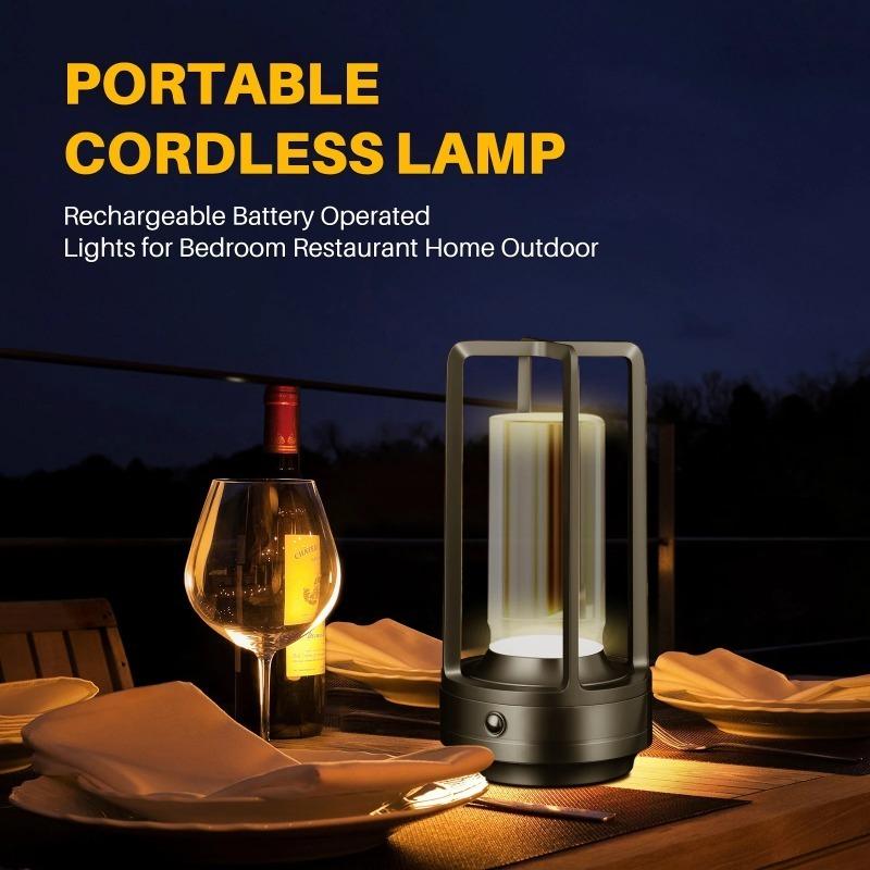 Portable Rechargeable LED Atmosphere Lamp, Vintage Creative Table Light, Touch Dimmable Decor Lighting for Bedside, Desk, Restaurant, Camping