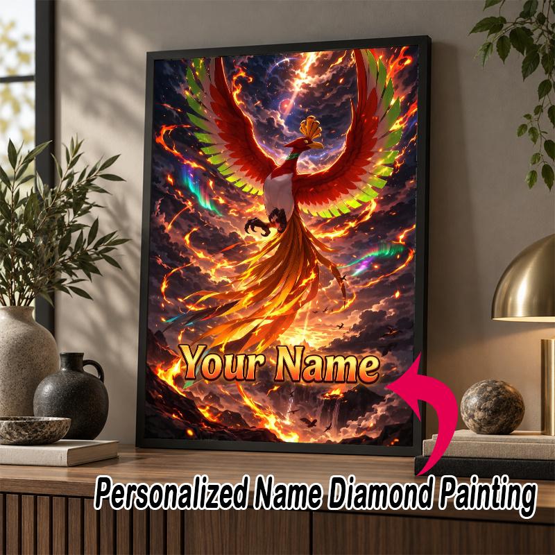 Personalized Ho-Oh Diamond Art Custom Name 5D Diamond Painting Full Drill DIY Craft