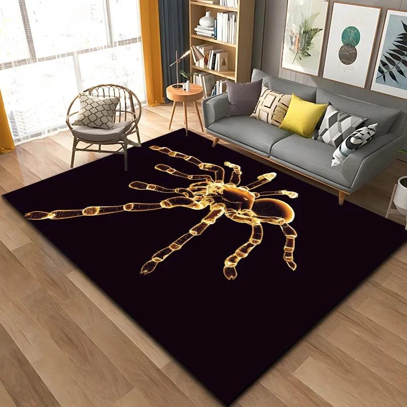 3D Spider Carpet Crawl Animal Rug Halloween Horror Mat Trick or Treat Rugs Teens Bedroom Floor Mat Festival Home Decor Doormat