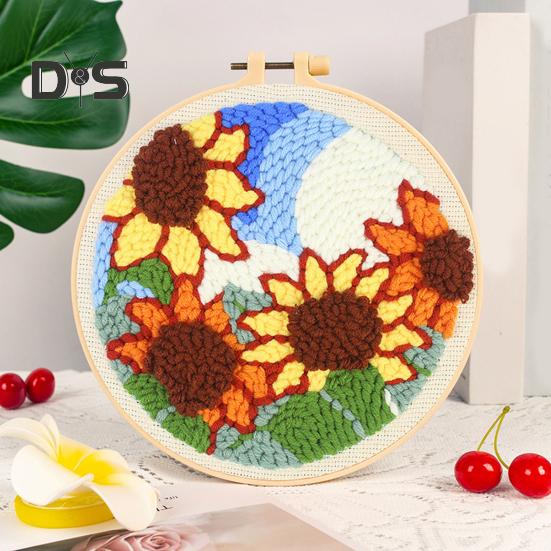 Punch Stitch Kit Healing Weave Punch Stitching Kit für Erwachsene und Kinder, DIY Punch Needle Stickset mit Werkzeug, Garne, Hoop für Anfänger