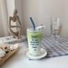 Glass Straw Cup Printing Milk Tea Cold Drink Coffee Cup Household Water Cup High Value Juice Cup Printing