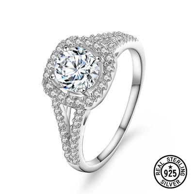 925 Sterling Silber Ringe Für Frauen Hochzeit Verlobung Runde 6,0mm Klare Zirkonia Ringe Zubehör Koreanische Mode Schmuck