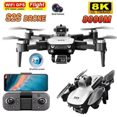 Novo S2S Mini Drone 8K WIFI Profissional FPV HD Fotografia Aérea ESC Câmera Dupla Brushless Obstacle Avoidance Dobrável Quadcopter Presente Brinquedo 10000M
