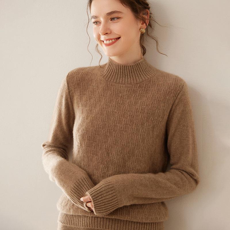Women's Thickened Cashmere Knit Sweater: Vertical Stripes, Long Sleeves, Solid Color Pullover - Perfect for Layering