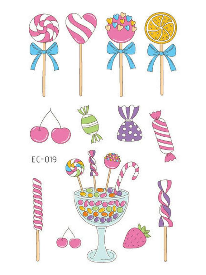 Wasserdichte Niedliche Eis & Donut Tattoo Aufkleber für Kindergeburtstage