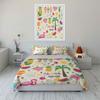 Tropical Aloha Flamingo Pineapple Watermelon Bedding Set 3pcs Summer Cute Fruit Palm Tree Print Duvet Cover Bed Linen