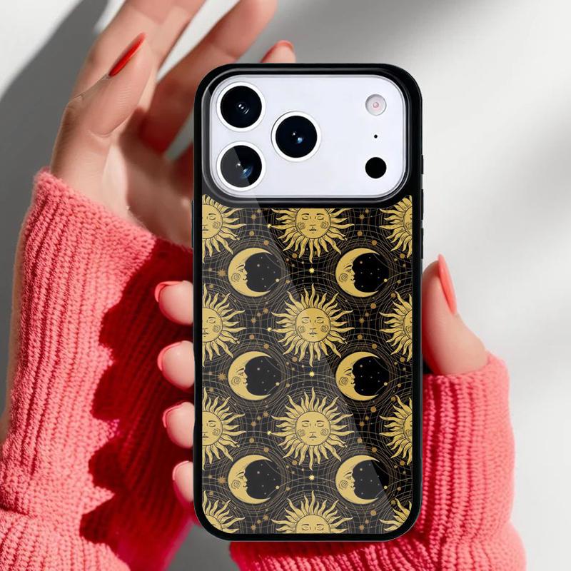 Funny Sun Moon Face soft Phone Case for iPhone 17 16 15 14 13 Pro Max Back Cover for 12 11 Pro Coque