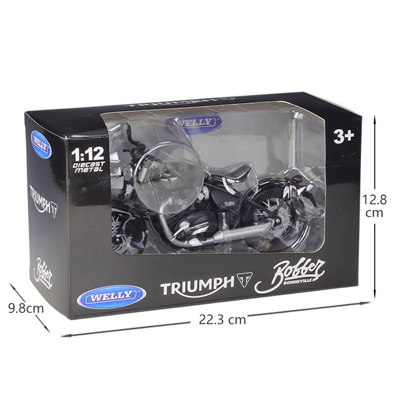 Welly 1/12 Scale Triumph Bonneville Bobber Alloy Miniature Motorcycle Model Toy Simulation Diecast Metal Children Toy Motorcycle Gift