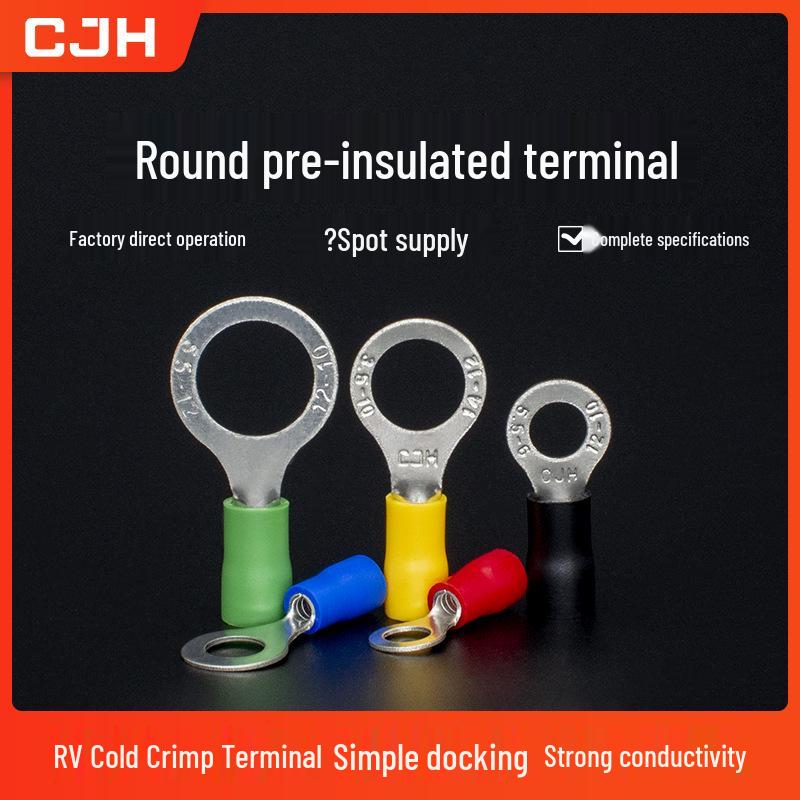 RV1.25-3 European Brass Red Copper Pre-insulated Terminal Lugs, 1000 Pcs