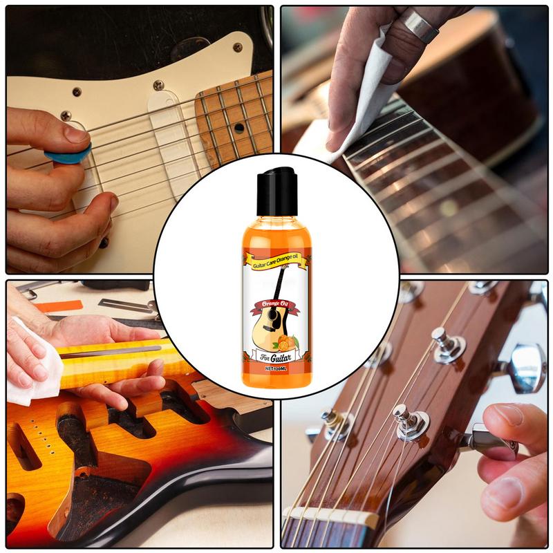 Condizionatore per Tastiera Olio per la Cura della Chitarra Kit Pulitore Lucidante 120ml Olio Lucidante Portatile per la Cura della Chitarra Olio d'Arancia con Panno per la Pulizia
