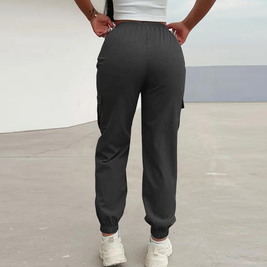 Damen Lässige Cargohosen mit Kordelzug Taille Jogginghosen mit elastischen Bündchen Leichte Arbeitskleidung Hosen