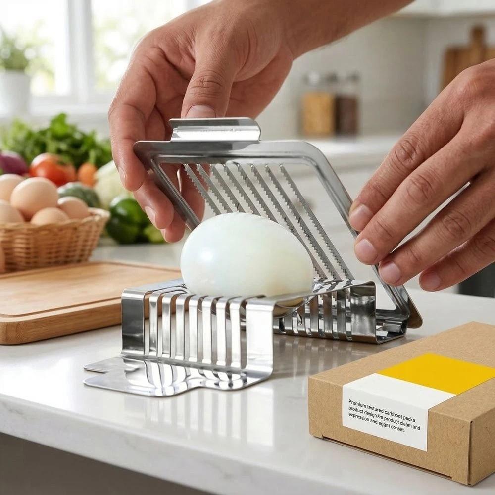 Stainless Steel Egg Slicers Multifunctional Heavy Duty Mushroom Slicers with Round Groove Easy Support Egg Cutter